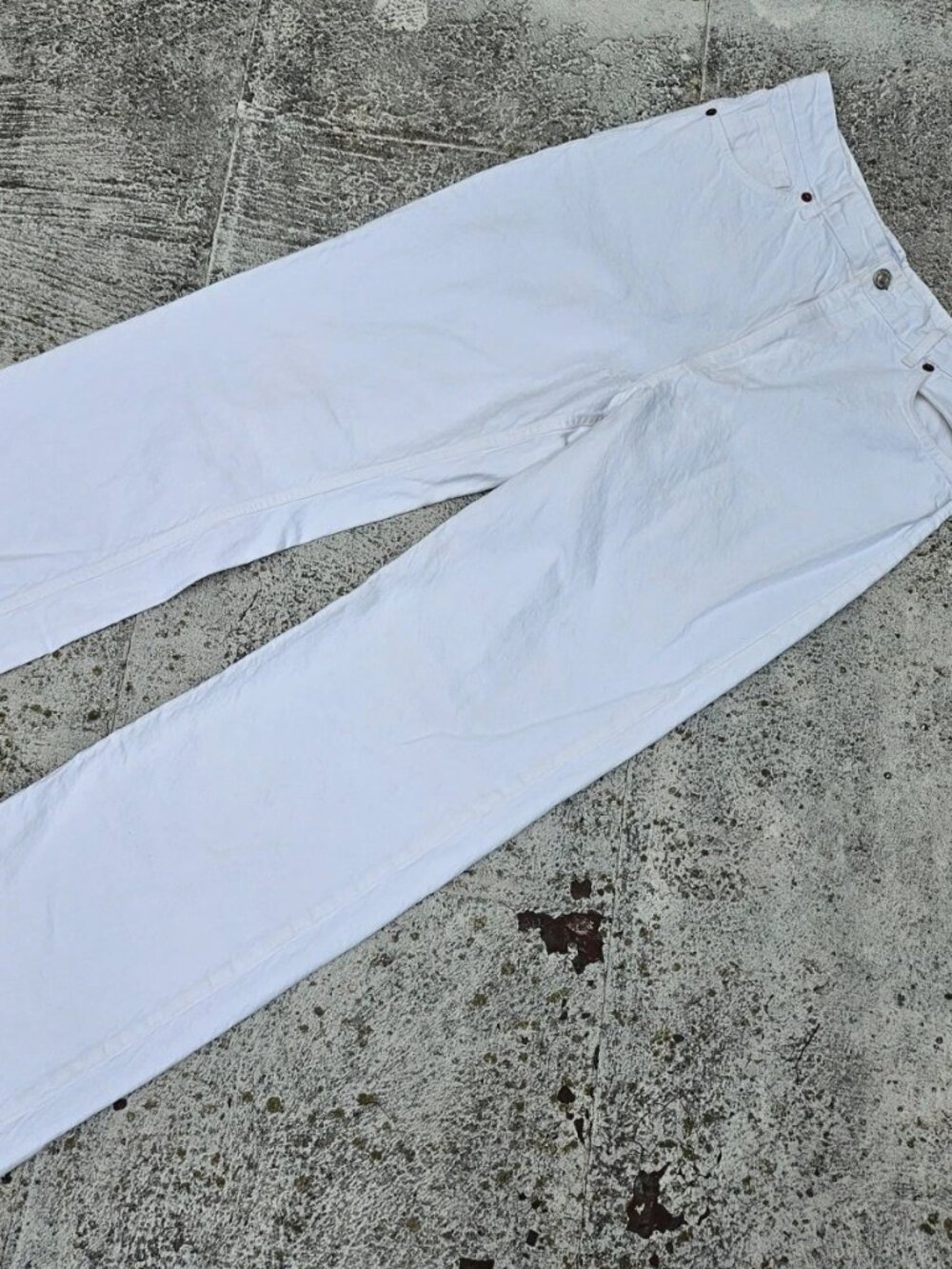 Zara Women Jeans White Cotton Denim Pant Cropped Raw Hem Flare Legs Size 12USA